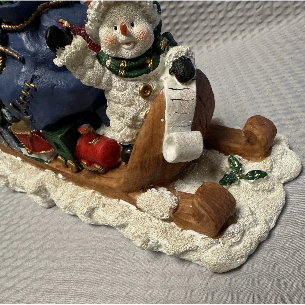 Vintage Santas Collection #99990 Santa and 2 Snowmen on a Sleigh Resin EUC